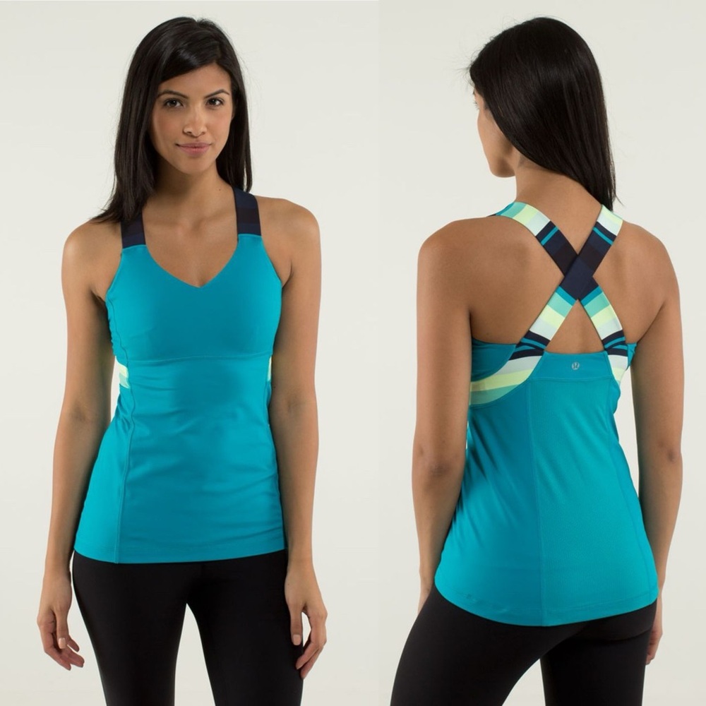 Lululemon Push Ur Limits Tank in Surge / Assorted Stripe Surge, size 8